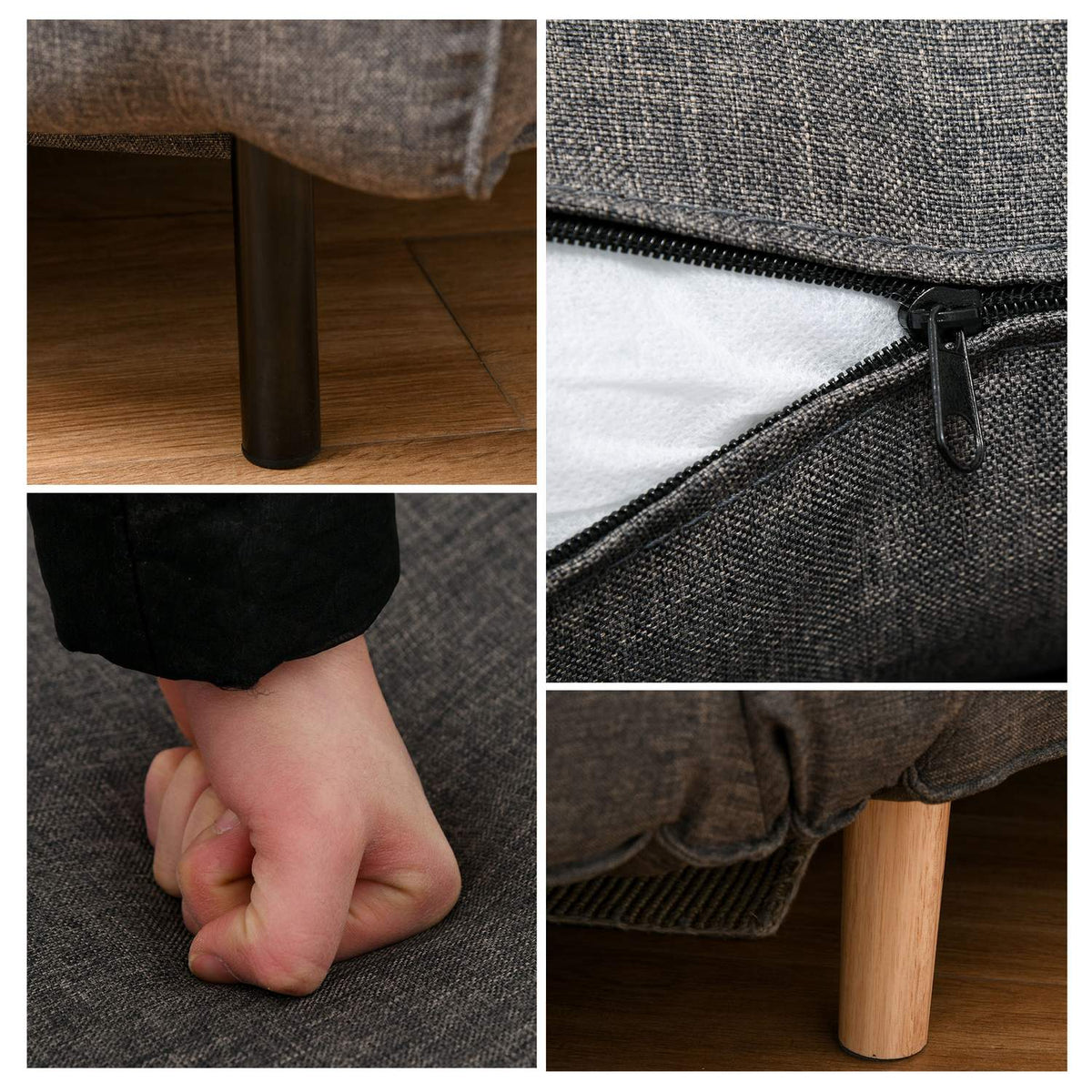 Sofa Bed, Single Sofa, Small, Folding Sofa With Adjustable Backrest, Scandinavian, Gray, 95X95X80Cm