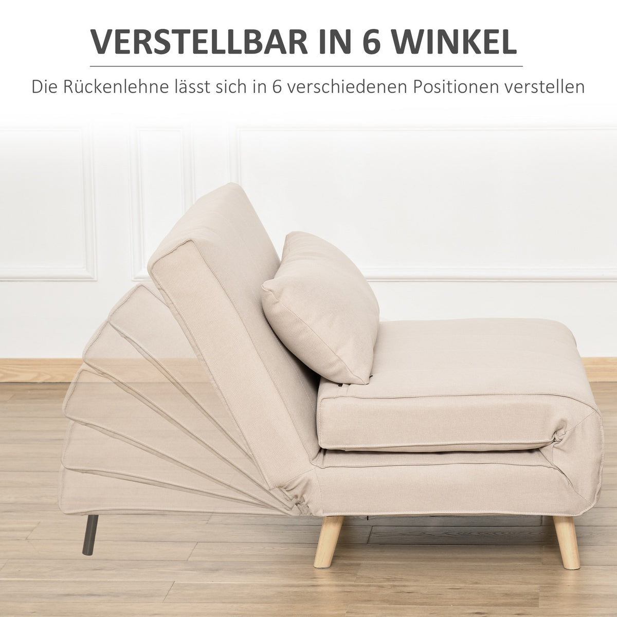 Sofa Bed, Single Sofa, Sofa Bed, Folding Sofa With Adjustable Backrest, Nordic, Imitation Linen