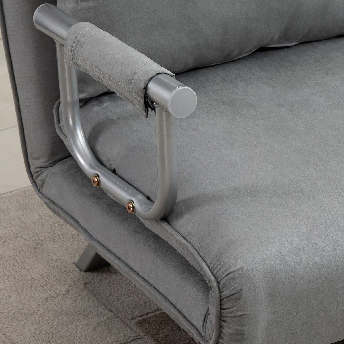 Sofa Bed Two-Seater Bed Function & Cushions, Adjustable Sofa, Up To 150Kg, Light Grey