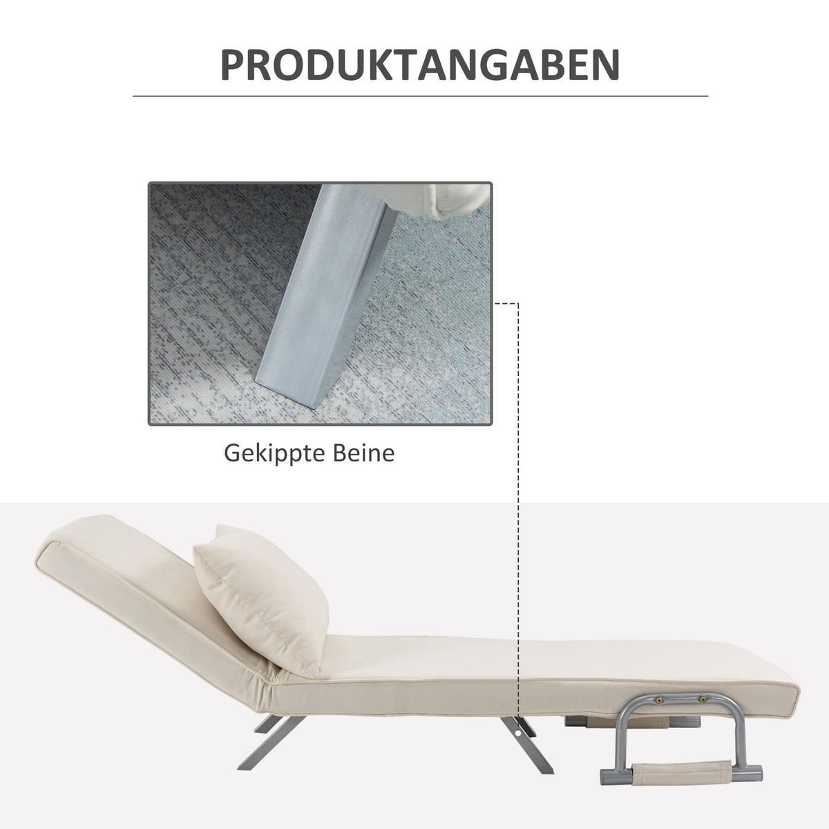 Sofa Bed With Armrests 3-In-1 Sofa Bed Guest Bed Folding Mattress Folding Bed Chaise Longue Multifunctional Polyester Cream 65 X 69 X 80 Cm