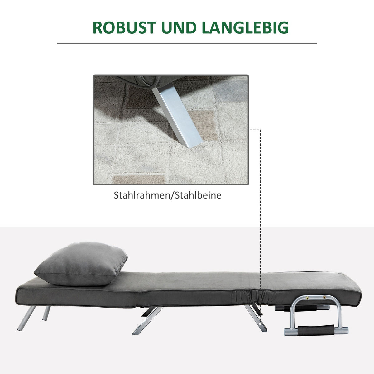Sofa Bed With Armrests 65X69X80Cm 3-In-1 Sofa Bed, Guest Bed, Folding Mattress, Chaise Longue, Faux Leather, Gray