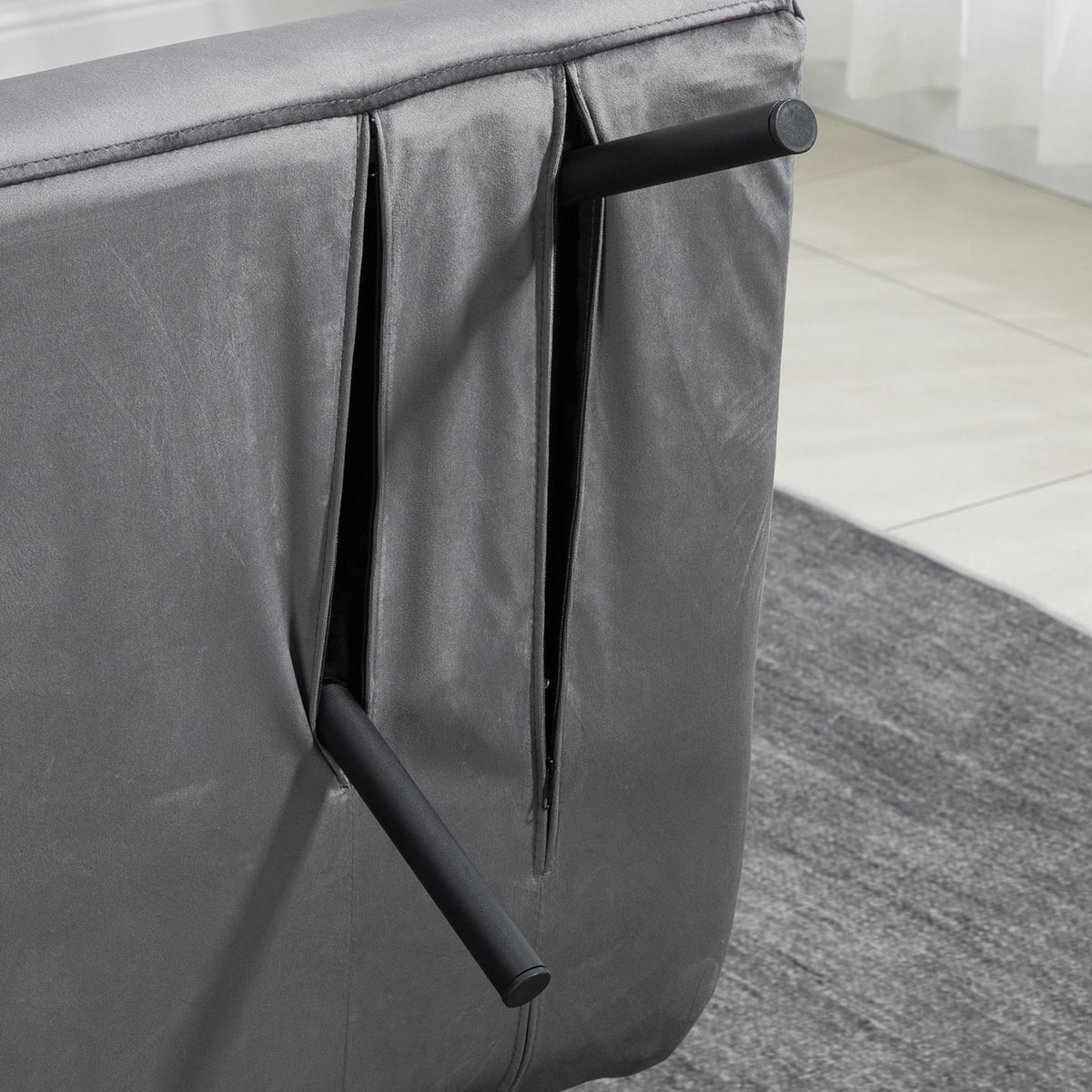 Sofa Bed With Bed Box, Couch With Sleeping Function, Sofa Bed With Velvet Look, Back Cushion, Dark Gray, 102 X 73 X 81 Cm