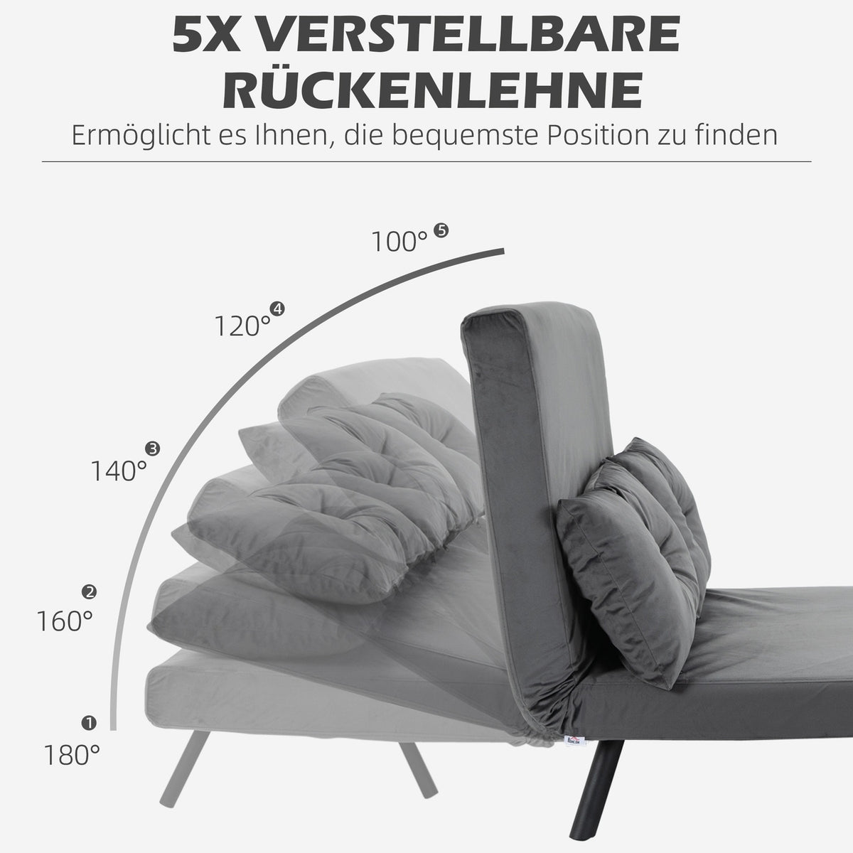 Sofa Bed With Bed Box, Couch With Sleeping Function, Sofa Bed With Velvet Look, Back Cushion, Dark Gray, 102 X 73 X 81 Cm