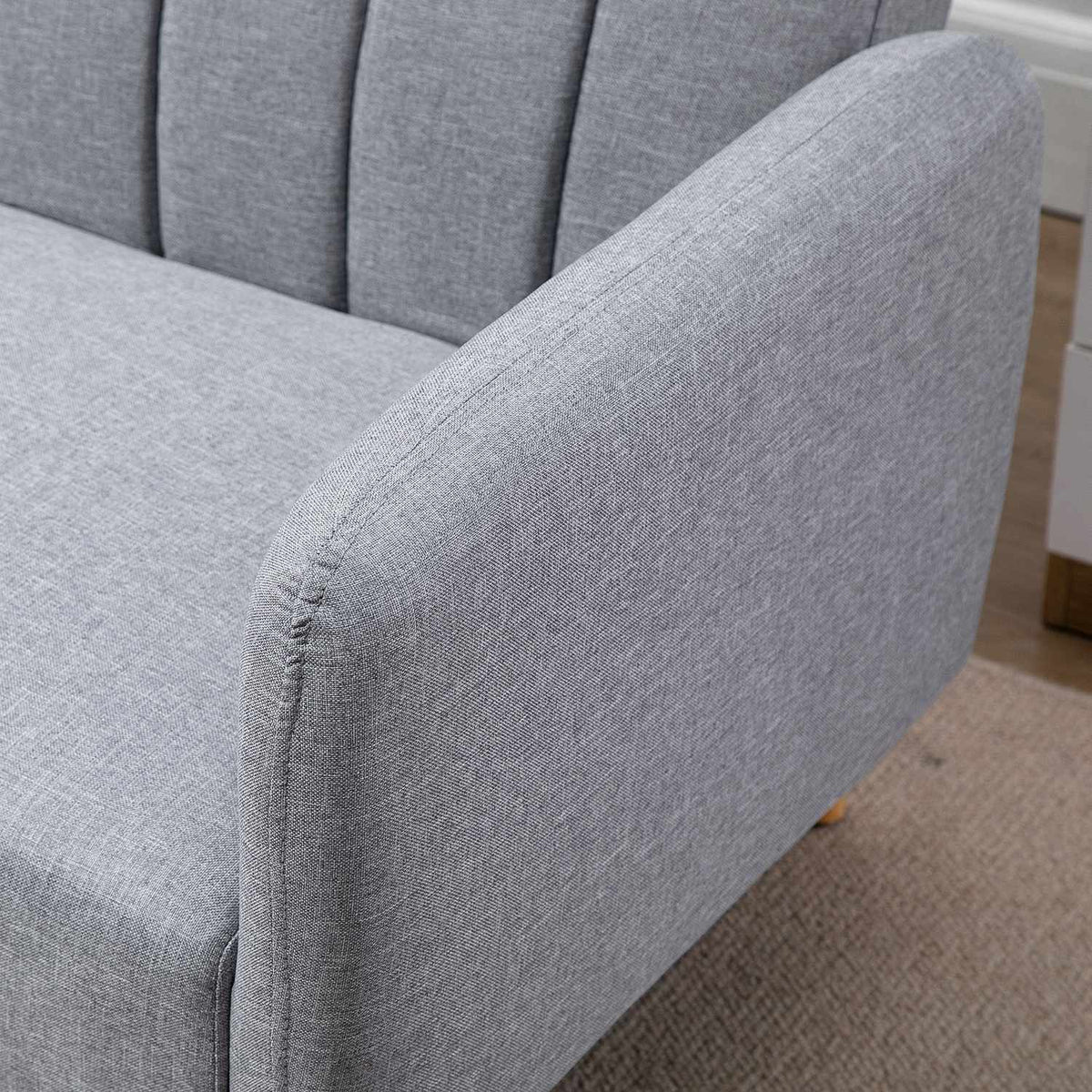 Sofa bed, 2-seater sofa with sleep function, adjustable backrest, thickly padded couch, armrest, sofa bed with wooden legs for living room, guest room, 173 x 75 x 73 cm, gray