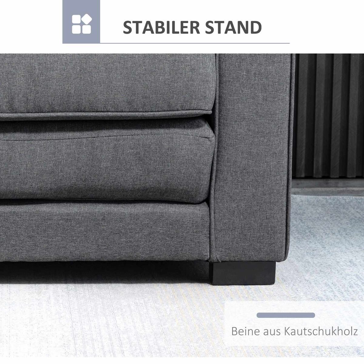Sofa bed, folding sofa, 2-seater, sofa bed with sleep function, linen touch, rubber wood, gray, 147.5x75x85cm