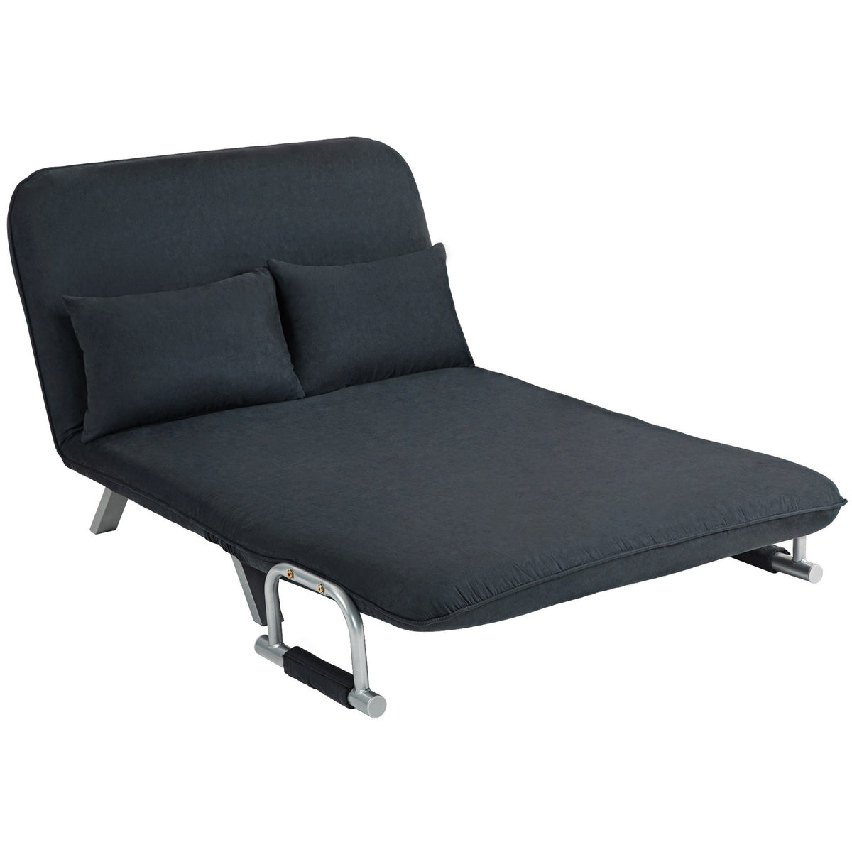 Sofa bed, sofa bed with adjustable backrest, throw pillow, 2-seater sofa with sleep function, velvet look, armrest, couch for living room, bedroom, black