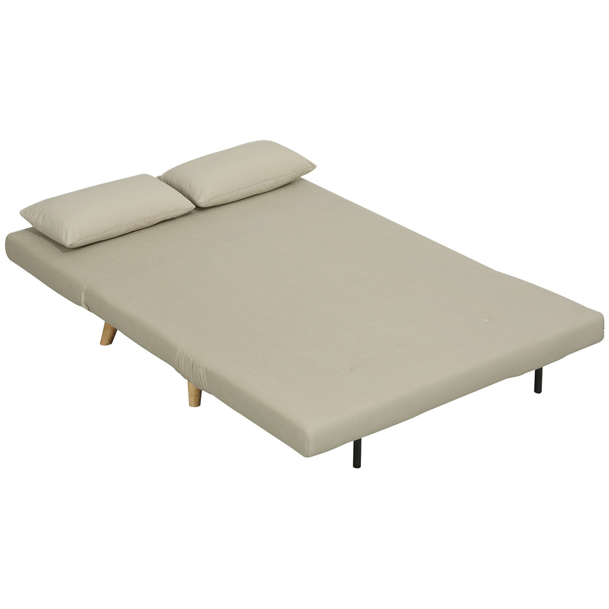 Sofa bed sofa with sleeping function 130 x 78 cm couch with lumbar cushion, velvet look, adjustable backrest for living room, bedroom, beige