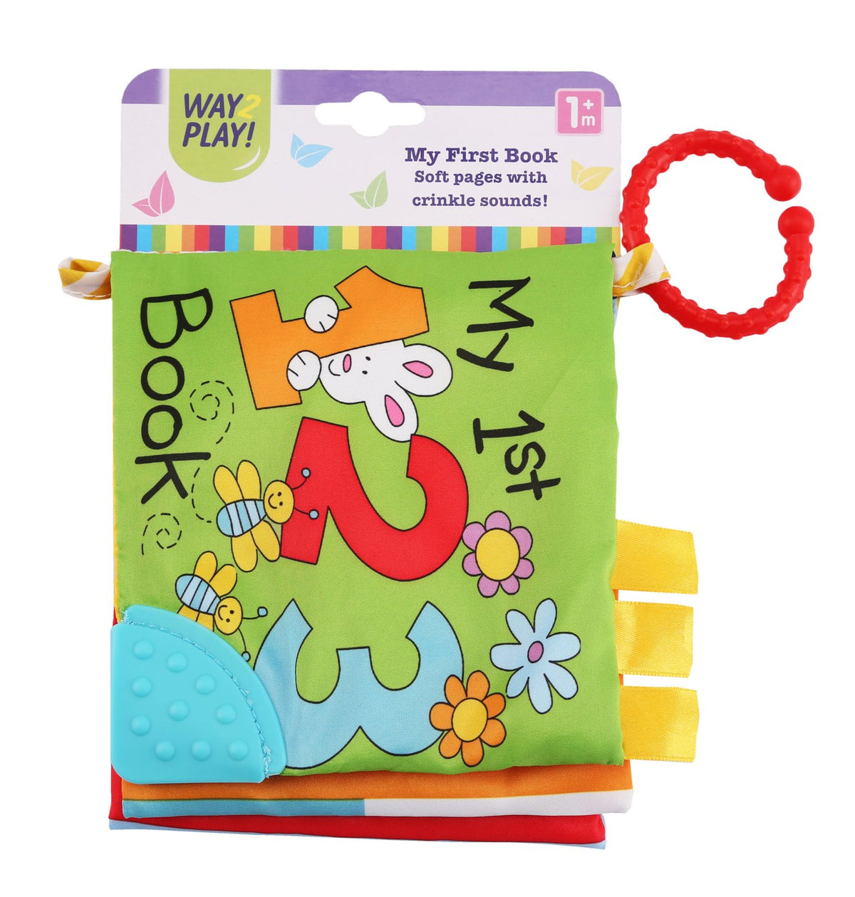 Soft Baby Book with Teether and Stroller Ring