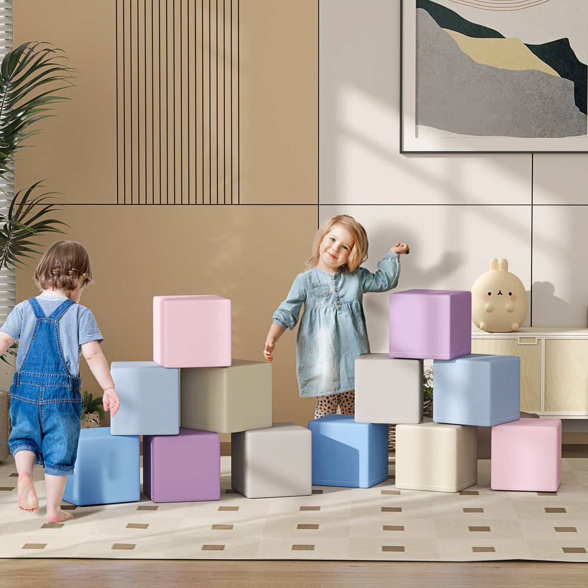 Soft Building Blocks Set of 12 Foam Building Blocks Giant Building Blocks Building Toys for Children 1-3 Years Old Artificial Leather EPE |