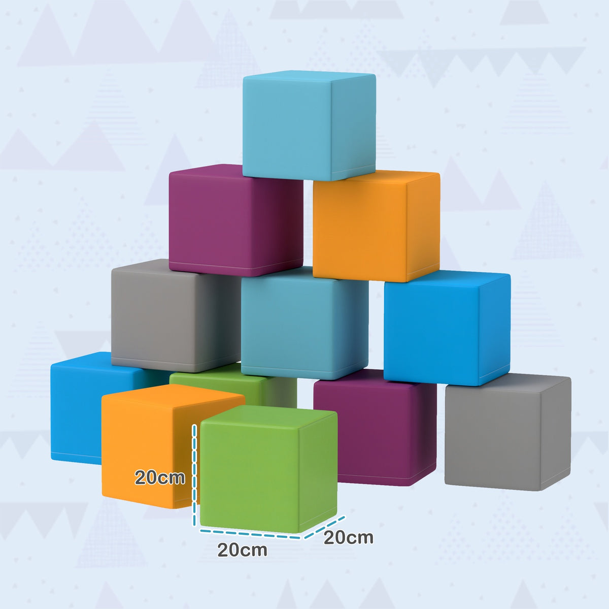 Soft Building Blocks Set of 12 Foam Building Blocks Giant Building Blocks for Children 1-3 Years Old, Building Toys Made of Faux Leather & EPE