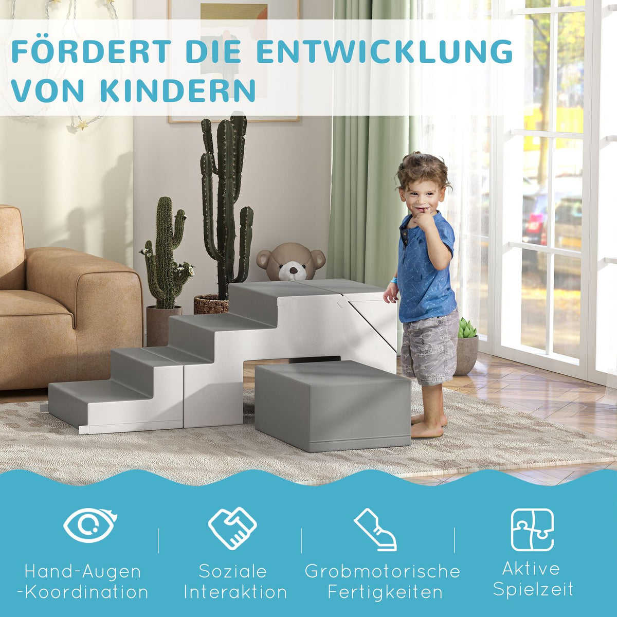 Soft Building Blocks Set of 2 Foam Building Blocks Giant Building Blocks Building Toys for Children 1-3 Years Old Faux Leather EPE