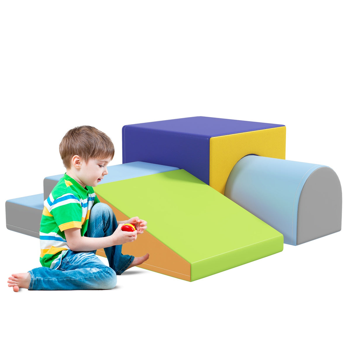 Soft Building Blocks Set of 4 Foam Building Blocks Giant Building Blocks Building Toys Foam Blocks for 1-3 Years Old Children Faux Leather EPE