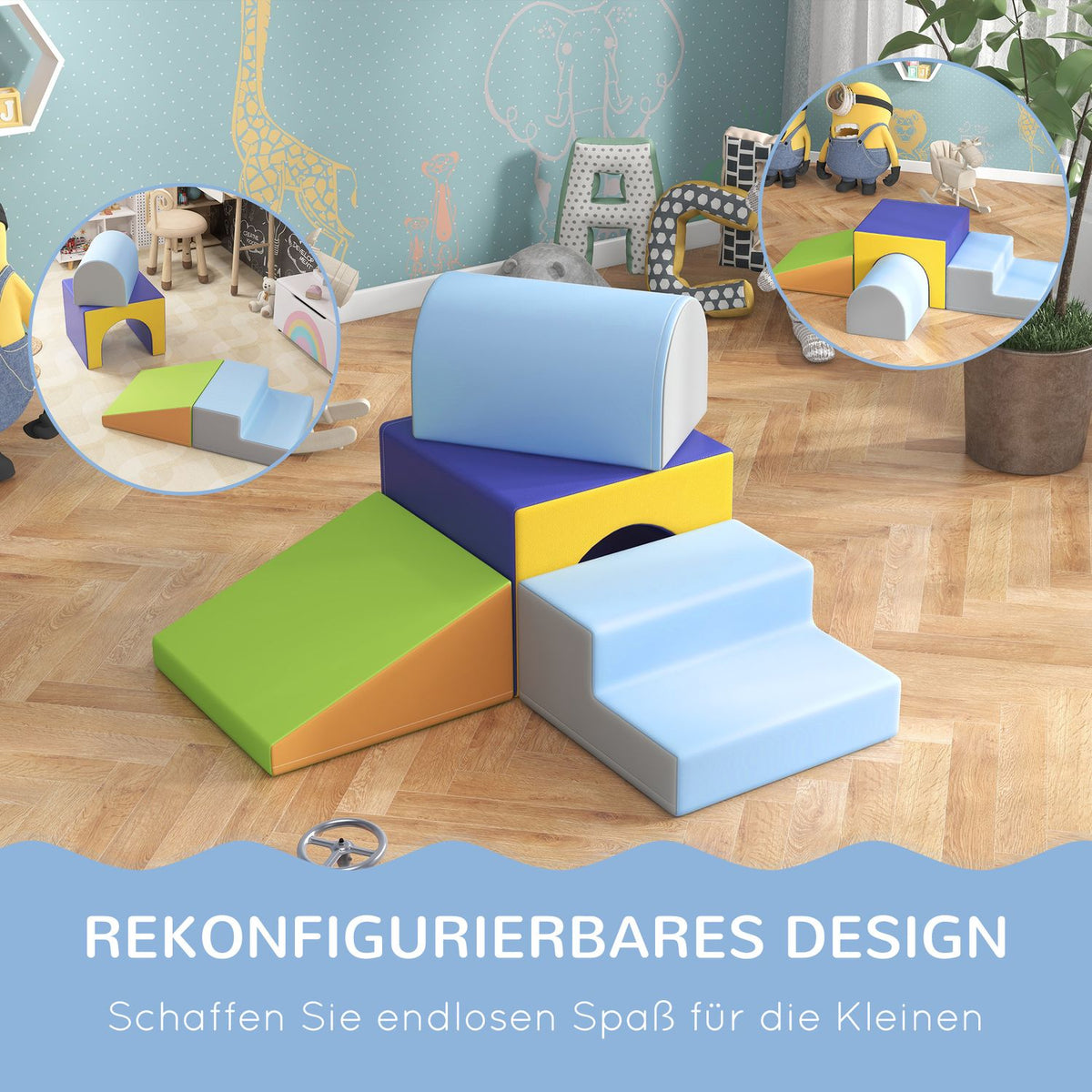 Soft Building Blocks Set of 4 Foam Building Blocks Giant Building Blocks Building Toys Foam Blocks for 1-3 Years Old Children Faux Leather EPE