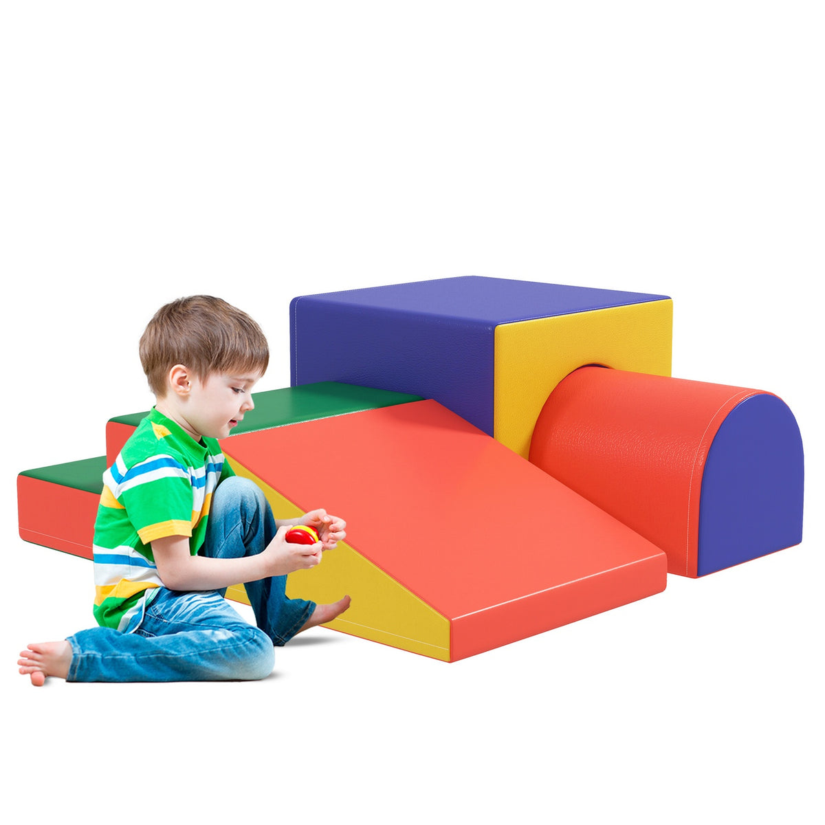 Soft Building Blocks Set of 4 Foam Building Blocks Giant Building Blocks Building Toys Foam Blocks for 1-3 Years Old Children Faux Leather EPE