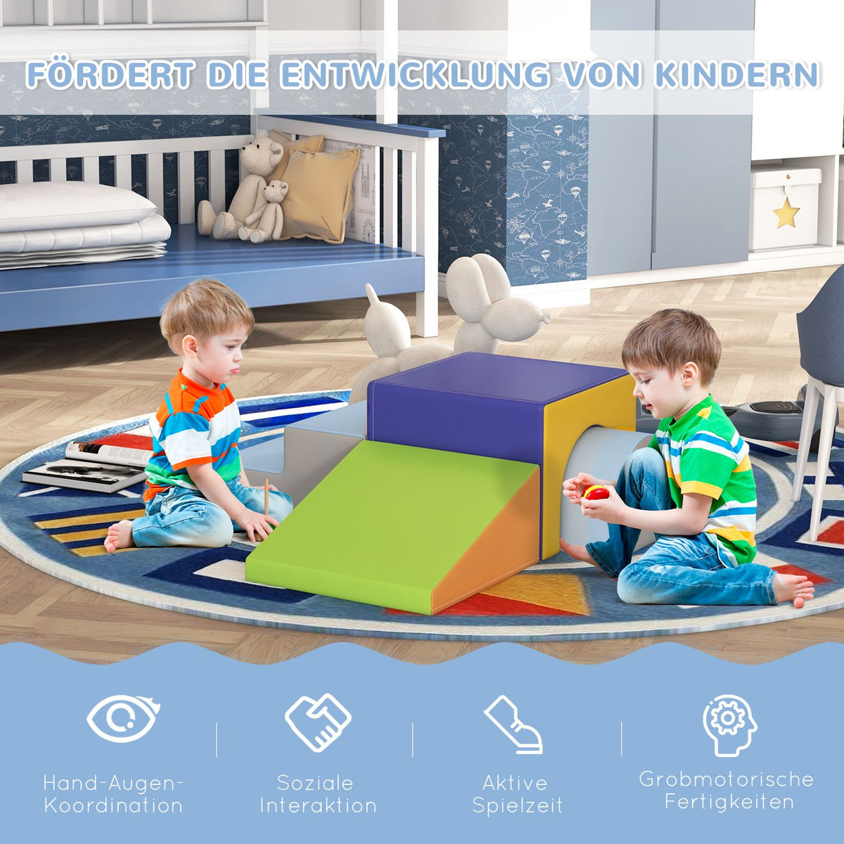 Soft Building Blocks Set of 4 Foam Building Blocks Giant Building Blocks Building Toys Foam Blocks for 1-3 Years Old Children Faux Leather EPE