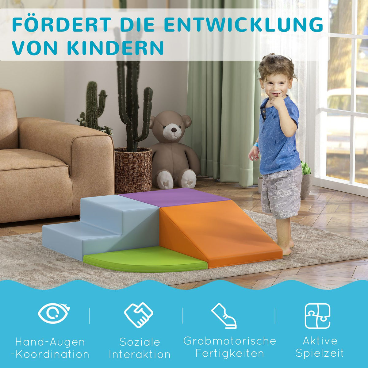 Soft Building Blocks Set of 4 Foam Building Blocks Giant Building Blocks Building Toys for Children 1-3 Years Old, Faux Leather & EPE