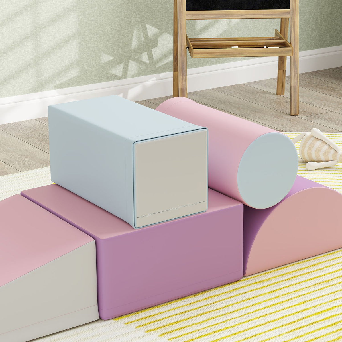 Soft Building Blocks Set of 5 Foam Building Blocks Giant Building Blocks Building Toys Foam Blocks for 1-3 Years Old Children Faux Leather EPE