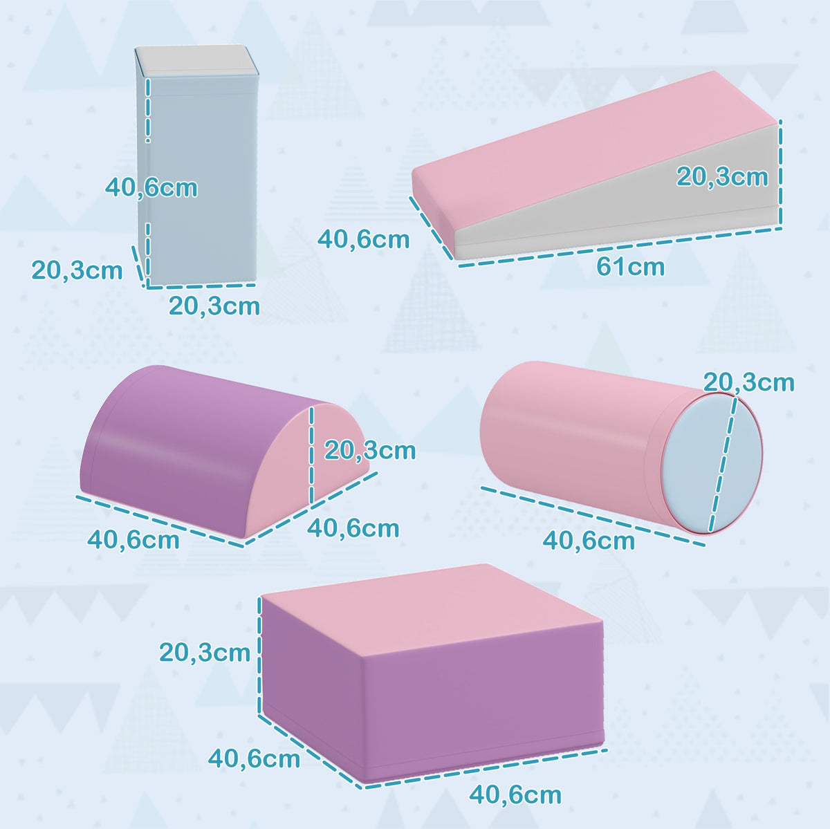 Soft Building Blocks Set of 5 Foam Building Blocks Giant Building Blocks Building Toys Foam Blocks for 1-3 Years Old Children Faux Leather EPE