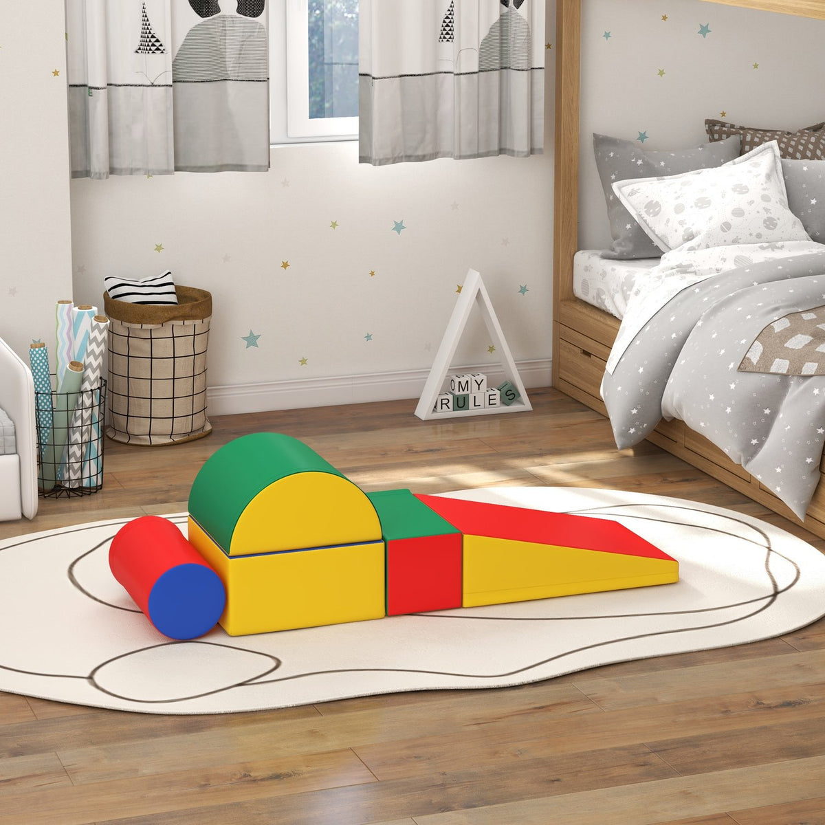 Soft Building Blocks Set of 5 Foam Building Blocks Giant Building Blocks Building Toys Foam Blocks for 1-3 Years Old Children Faux Leather EPE