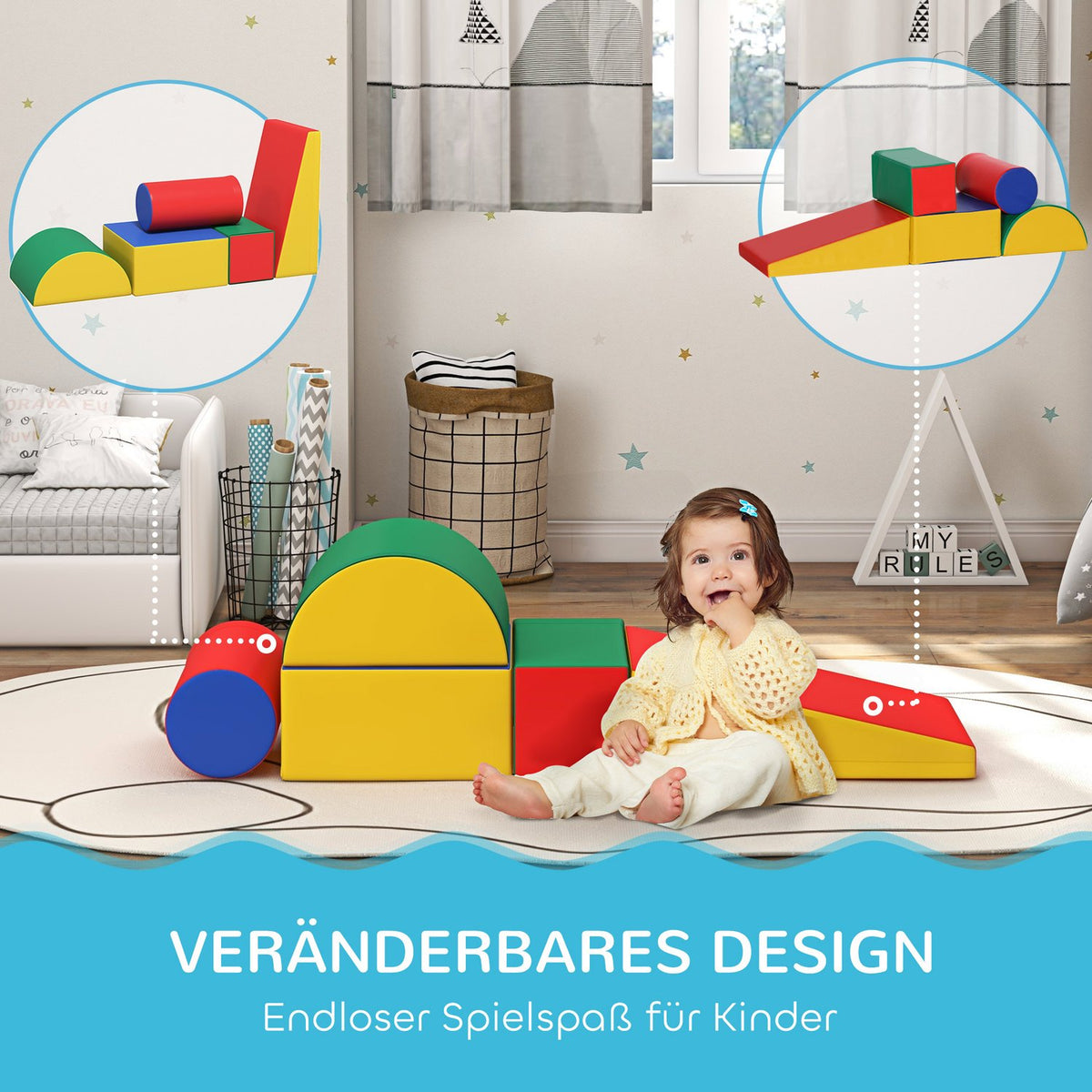 Soft Building Blocks Set of 5 Foam Building Blocks Giant Building Blocks Building Toys Foam Blocks for 1-3 Years Old Children Faux Leather EPE