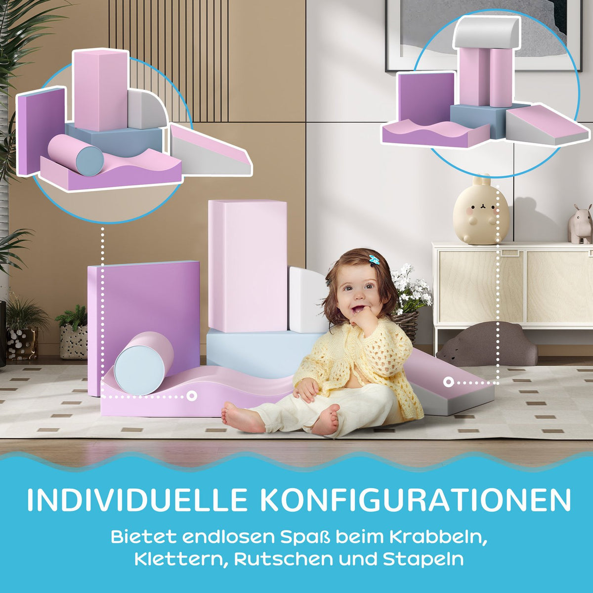 Soft Building Blocks Set of 7 Foam Building Blocks Giant Building Blocks Building Blocks for Children 1-3 Years Faux Leather EPE Building Toys
