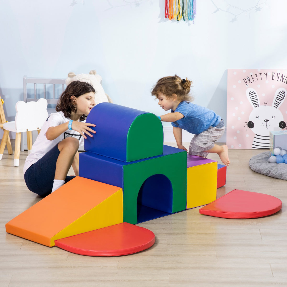 Soft Building Blocks Set of 7 Foam Building Blocks Giant Building Blocks Building Toys for Children 1-3 Years Faux Leather EPE