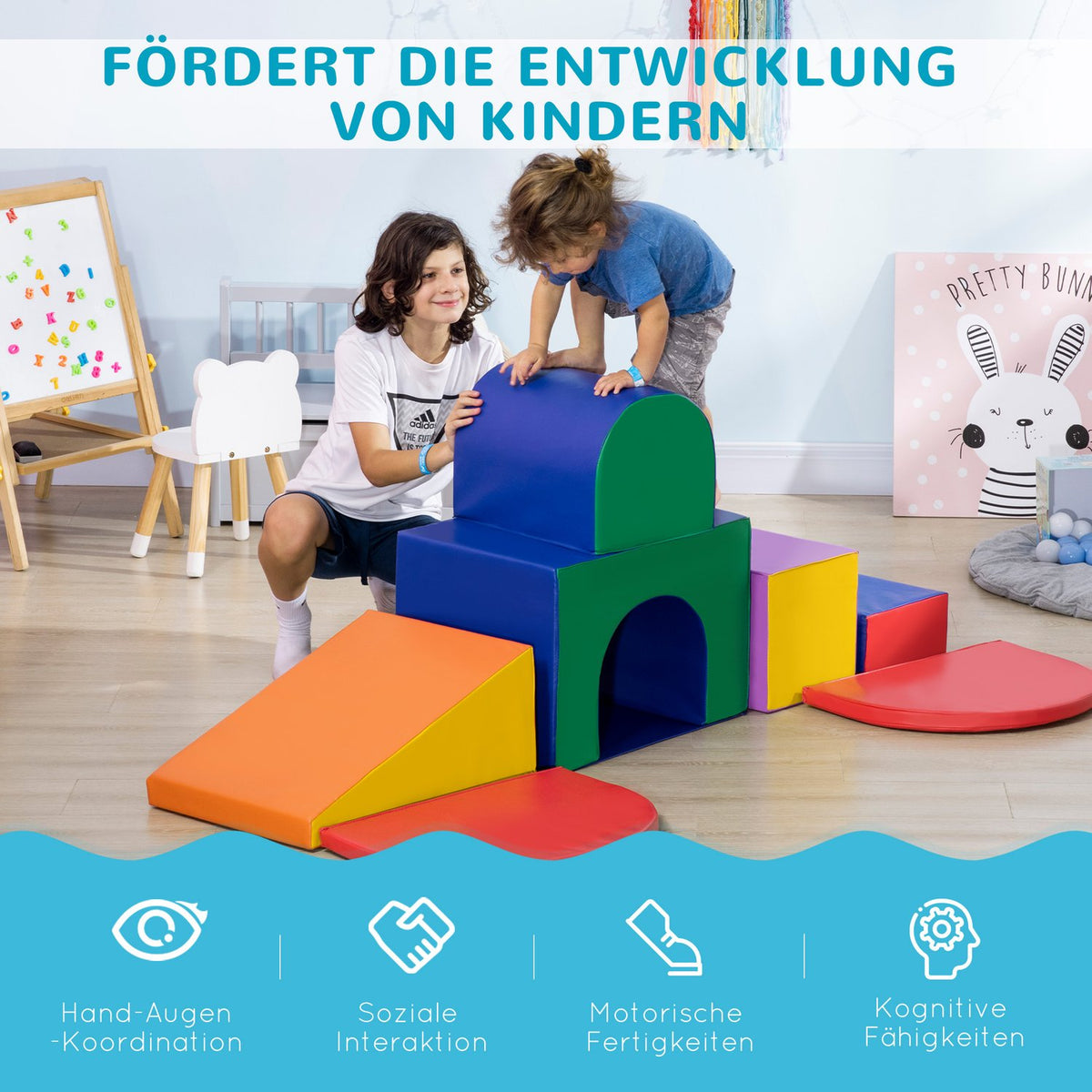 Soft Building Blocks Set of 7 Foam Building Blocks Giant Building Blocks Building Toys for Children 1-3 Years Faux Leather EPE