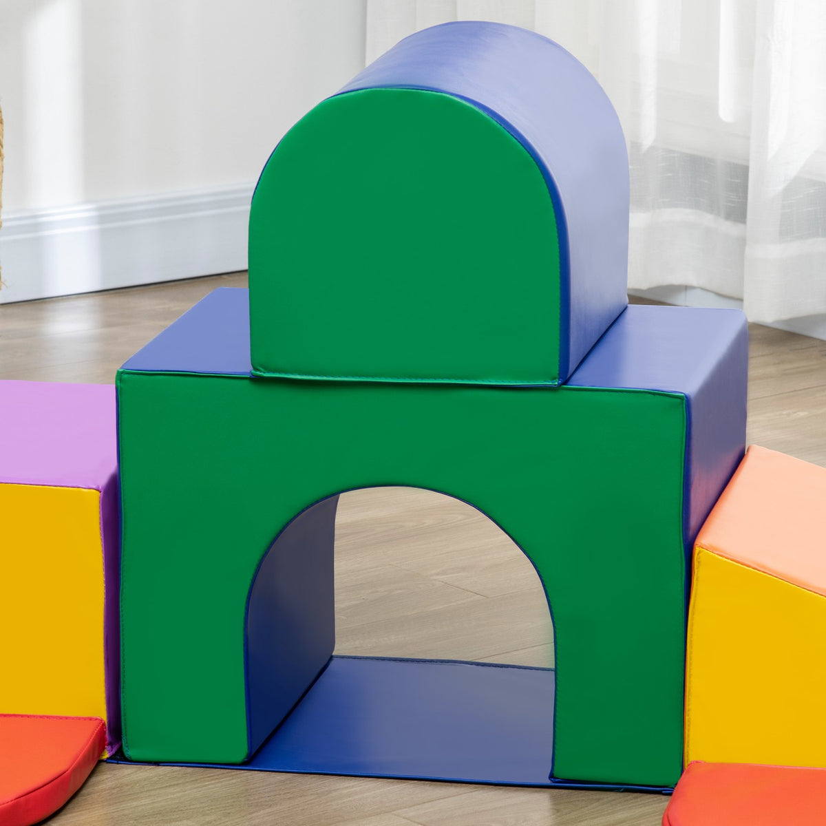 Soft Building Blocks Set of 7 Foam Building Blocks Giant Building Blocks Building Toys for Children 1-3 Years Faux Leather EPE