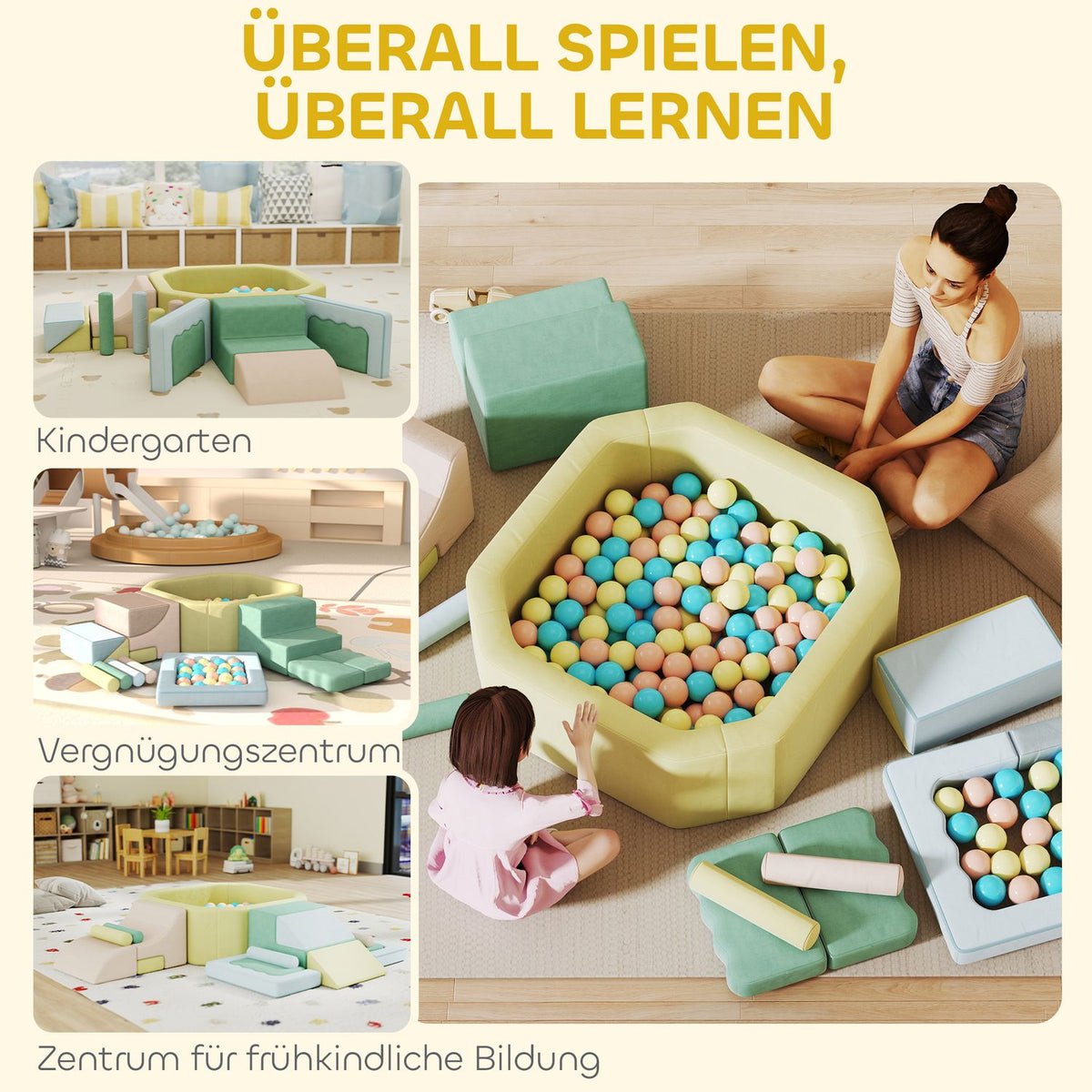 Soft Building Blocks Set with 200 Balls – Indoor Play for Kids
