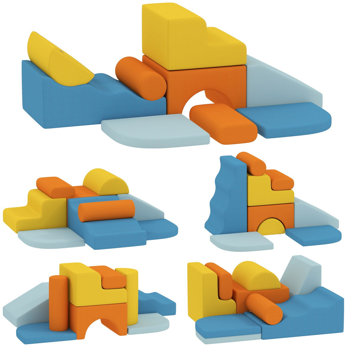 Soft Foam Block Set, 9 Pieces, Colorful, Indoor Play
