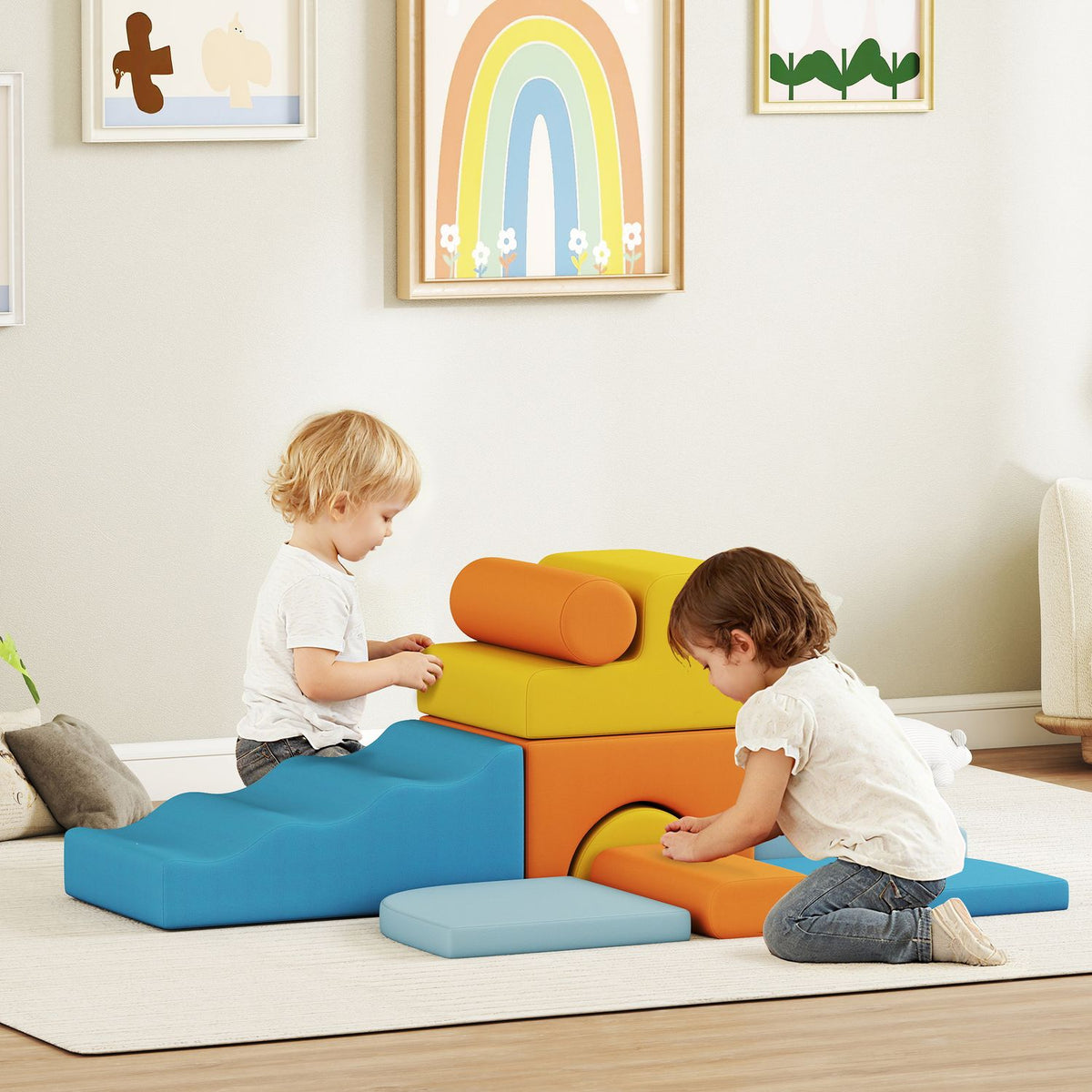 Soft Foam Block Set, 9 Pieces, Colorful, Indoor Play