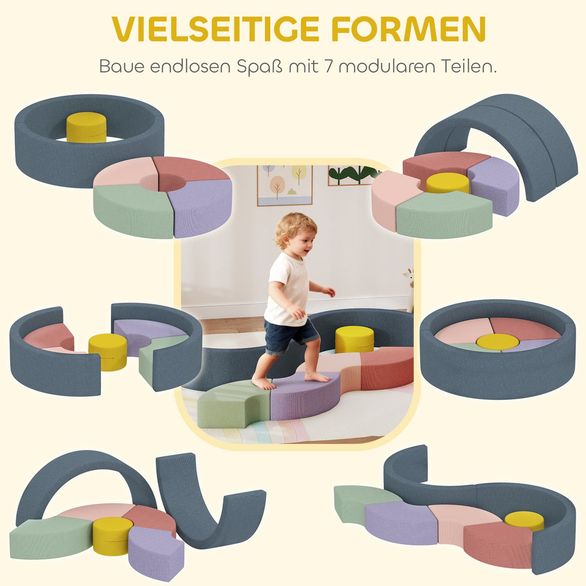 Soft Foam Block Set for Toddlers, Washable Cord Cover