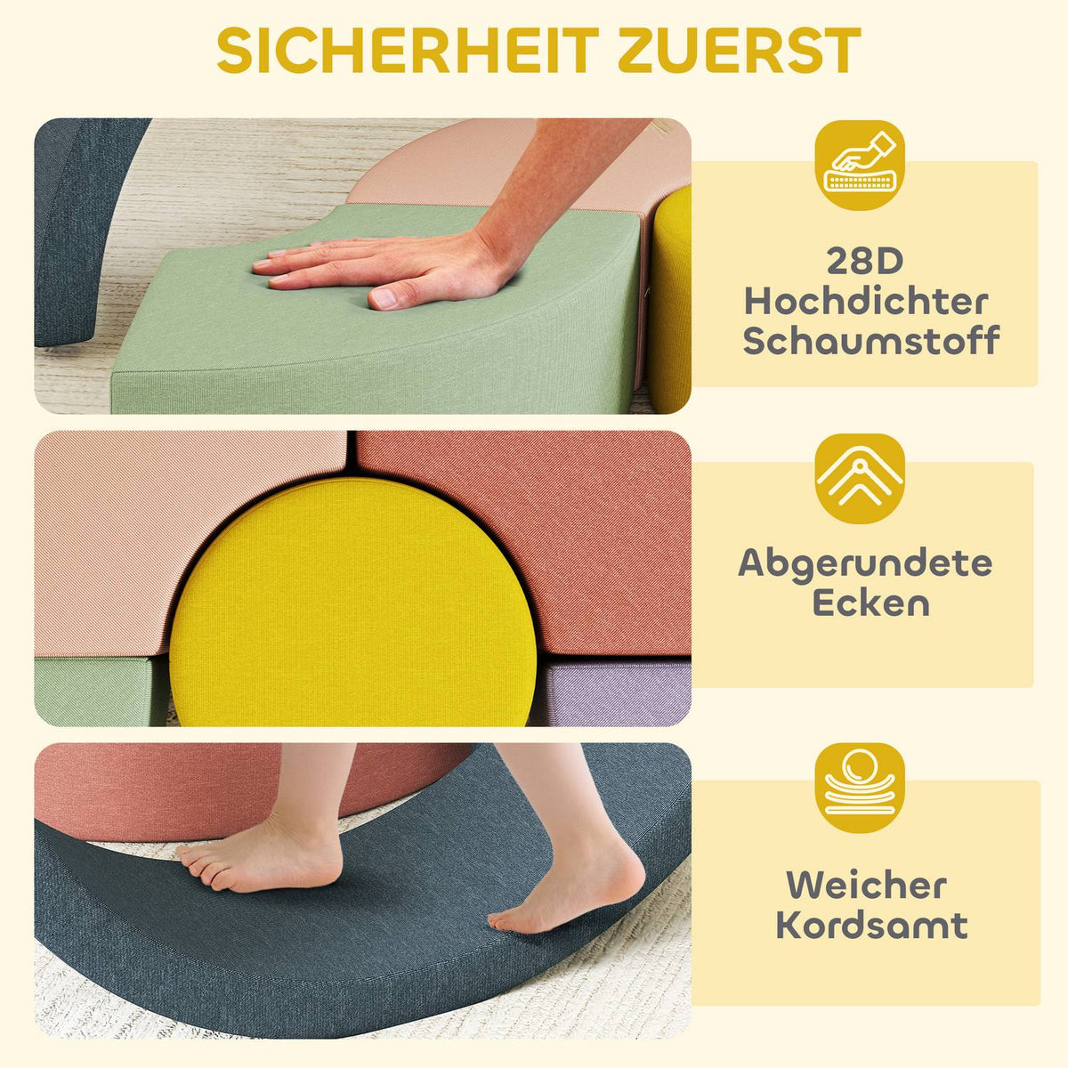 Soft Foam Block Set for Toddlers, Washable Cord Cover