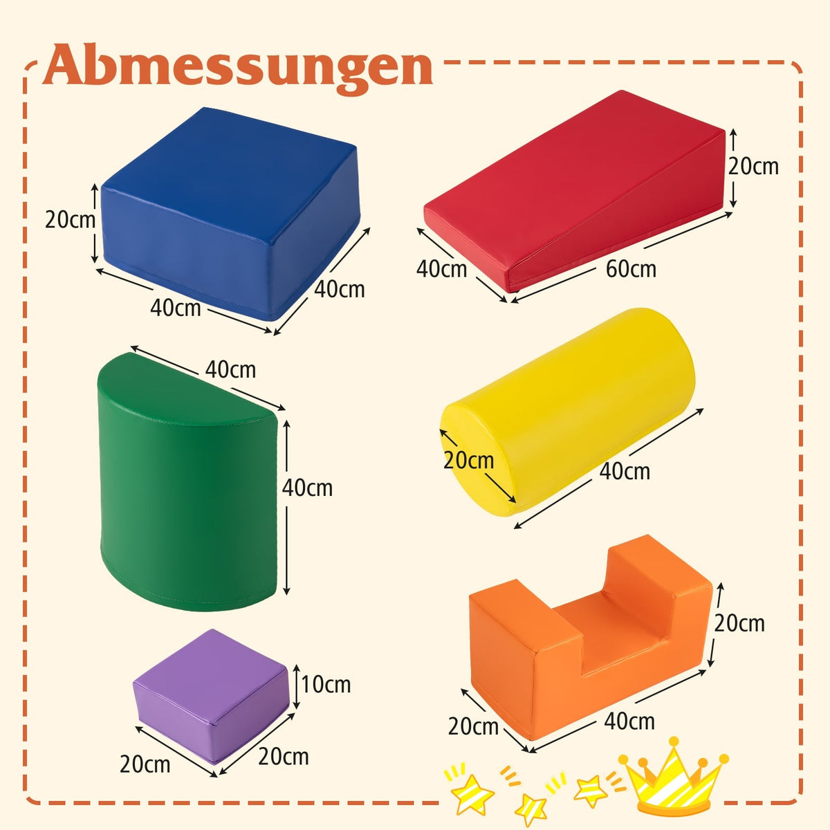 Soft Foam Climbing Blocks Set, 6 Pcs, Multicolor