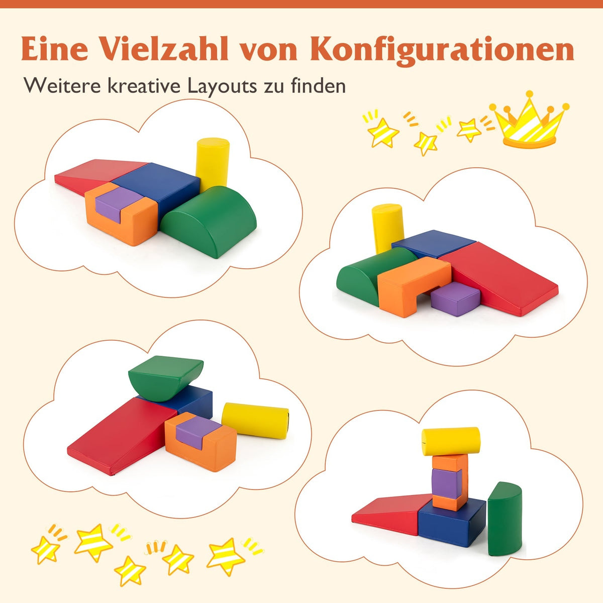 Soft Foam Climbing Blocks Set, 6 Pcs, Multicolor