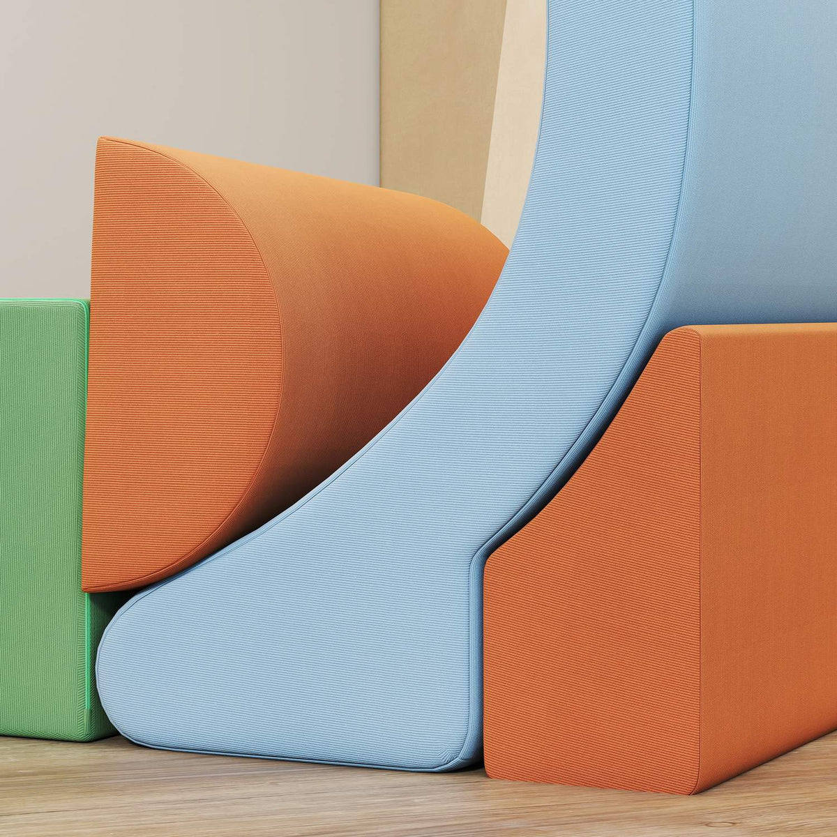 Soft Play Block Set for Toddlers, Foam, Corduroy, 5-Piece