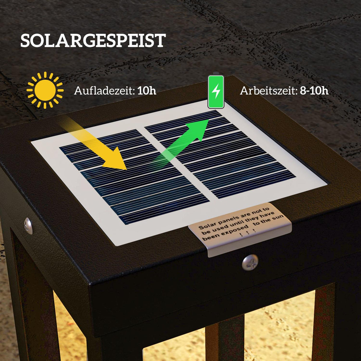 Solar Garden Lamp, Path Light, Led Outdoor Lamp With Light Sensor, Ip44 Waterproof Garden Light, For Balcony, Terrace, Metal, Black