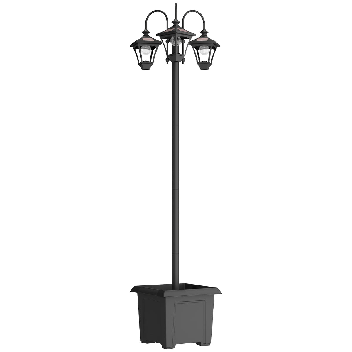 Solar Garden Lamp with Adjustable Height and Planter