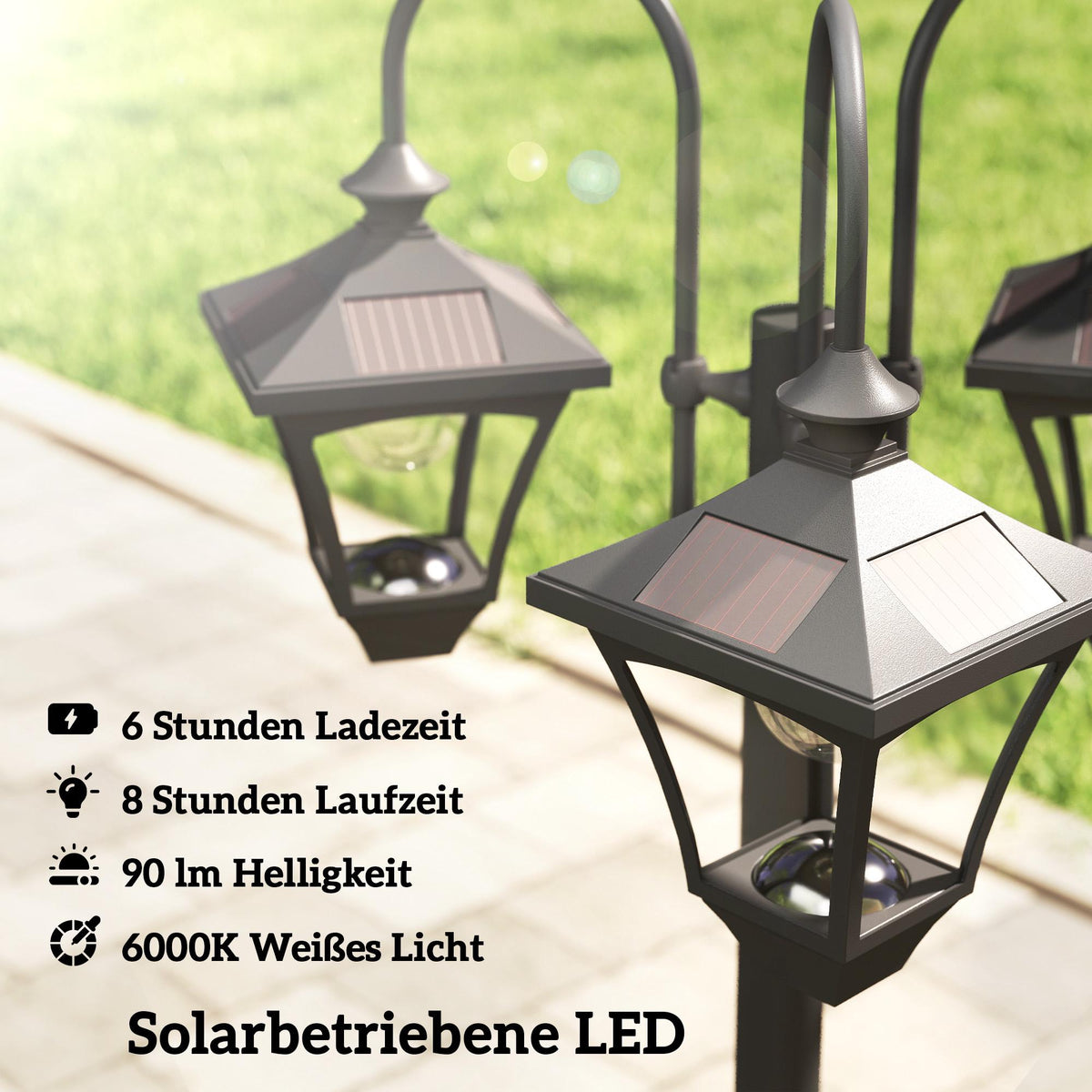 Solar Garden Lamp with Adjustable Height and Planter