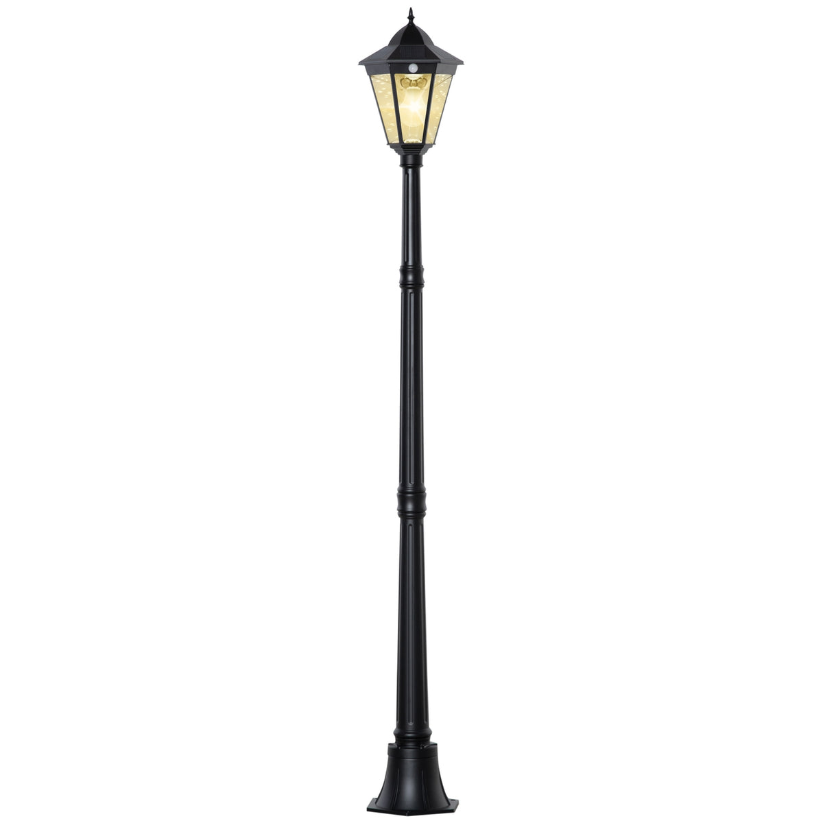 Solar Garden Lantern Garden Light Path Light With 19 Led 130 Lumen 3000K Aluminum Tempered Glass Black 22 X 22 X 194 Cm