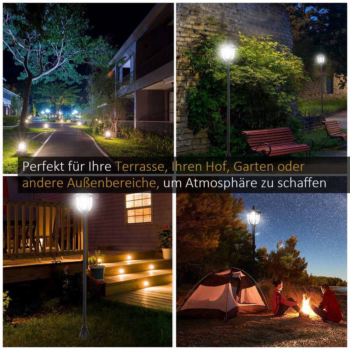 Solar Garden Lantern Path Light With Led 40 Lumens Black 18 X 18 X 160Cm