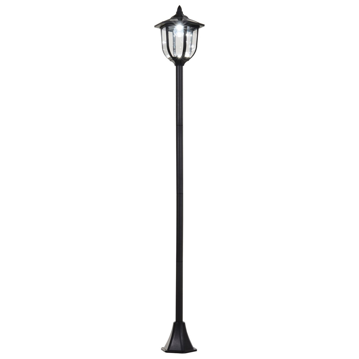 Solar Garden Light Led Garden Lantern With 30/60 Lumens, Plastic, Black, Ø26.5 X H177 Cm