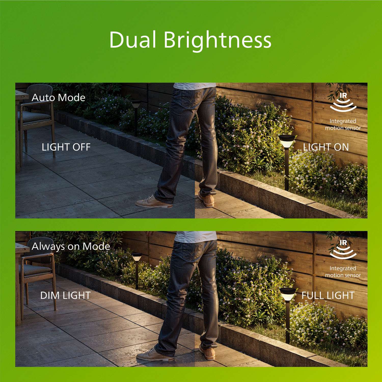 Solar Garden Path Light, Black, Warm White LED, IP44