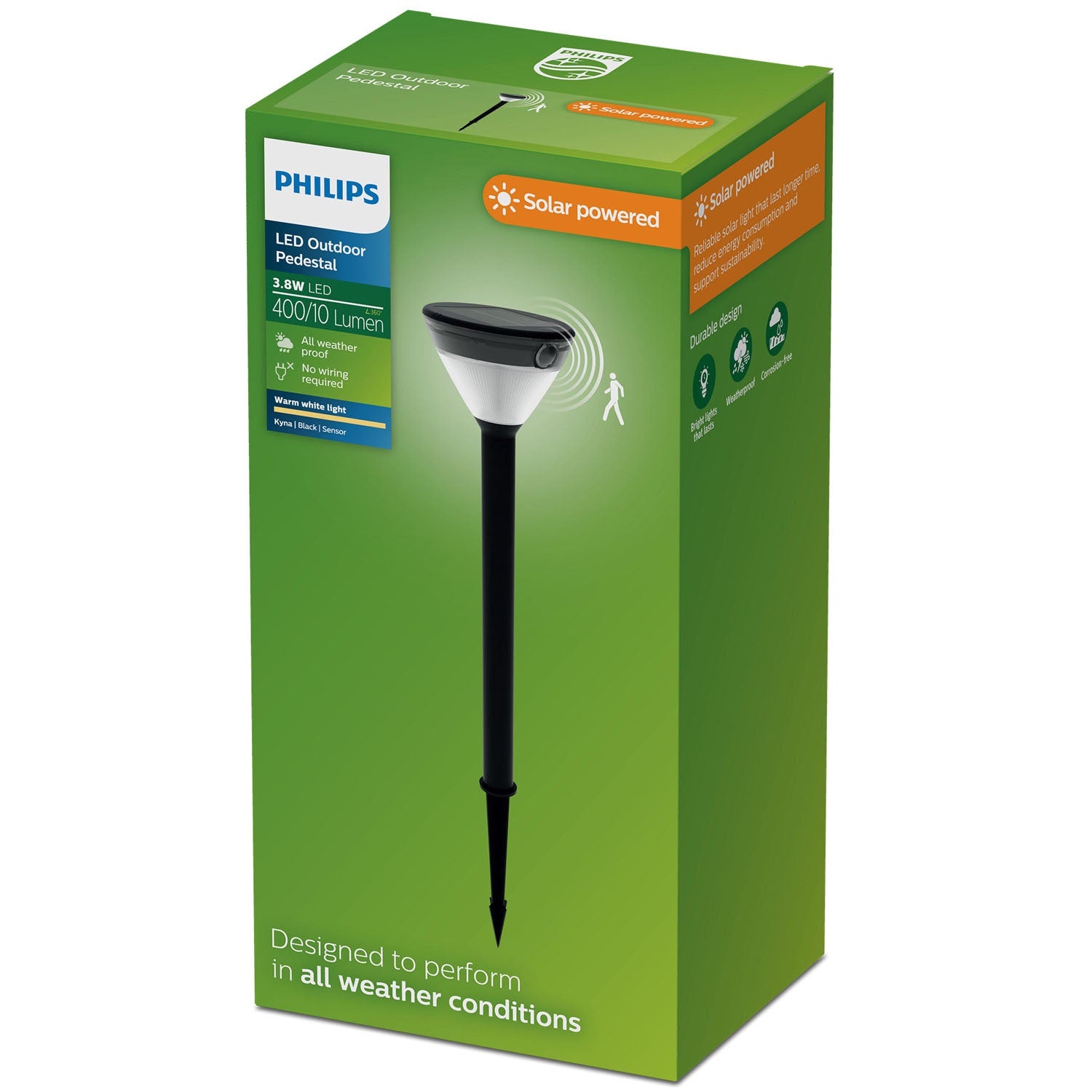 Solar Garden Path Light, Black, Warm White LED, IP44