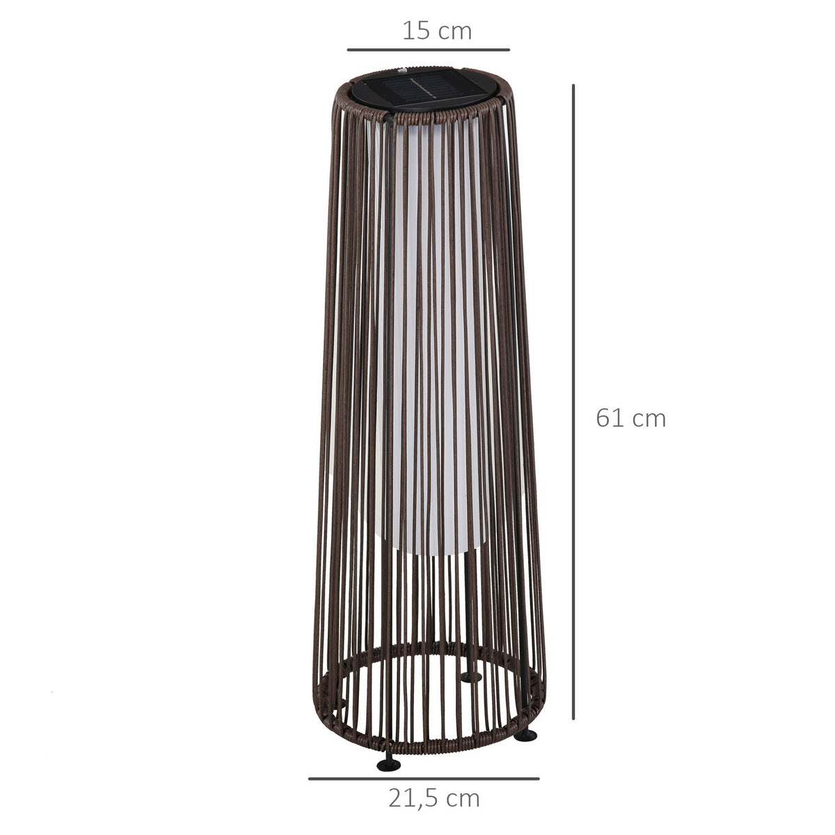 Solar Lamp, Garden Lamp, Rattan Solar Light, Automatic Led, Brown, 21.5 X 21.5 X 61 Cm