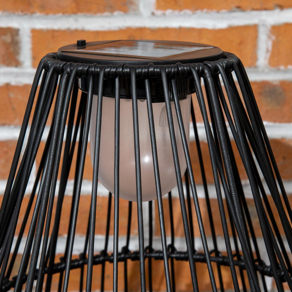 Solar Lamp Garden Lamp With Drum Design, Waterproof, Light Sensor, Automatic Led, For Balcony, Black