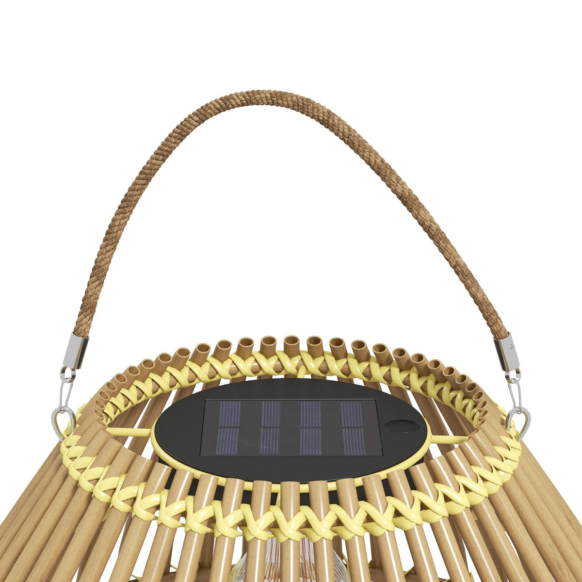 Solar Lamp Rattan Garden Light, Waterproof, Light Sensor, Drum Design, Yellow