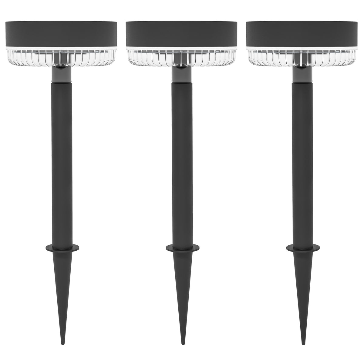 Solar Lamps, Pack Of 3 Solar Lights, Solar Garden Light With Warm White Lights, Auto On/Off, Ip65 Waterproof For Lawn, Balcony, Black