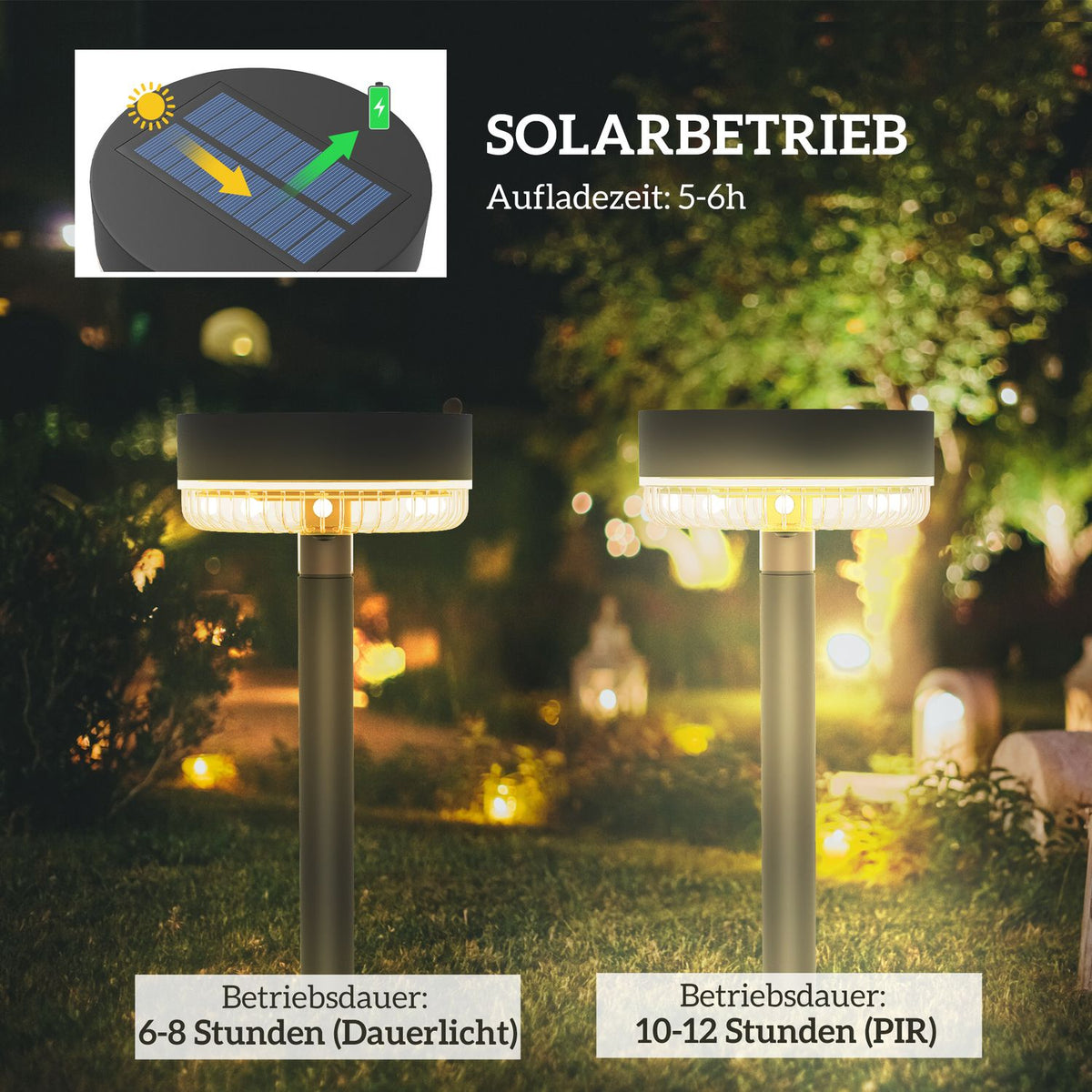 Solar Lamps, Pack Of 3 Solar Lights, Solar Garden Light With Warm White Lights, Auto On/Off, Ip65 Waterproof For Lawn, Balcony, Black