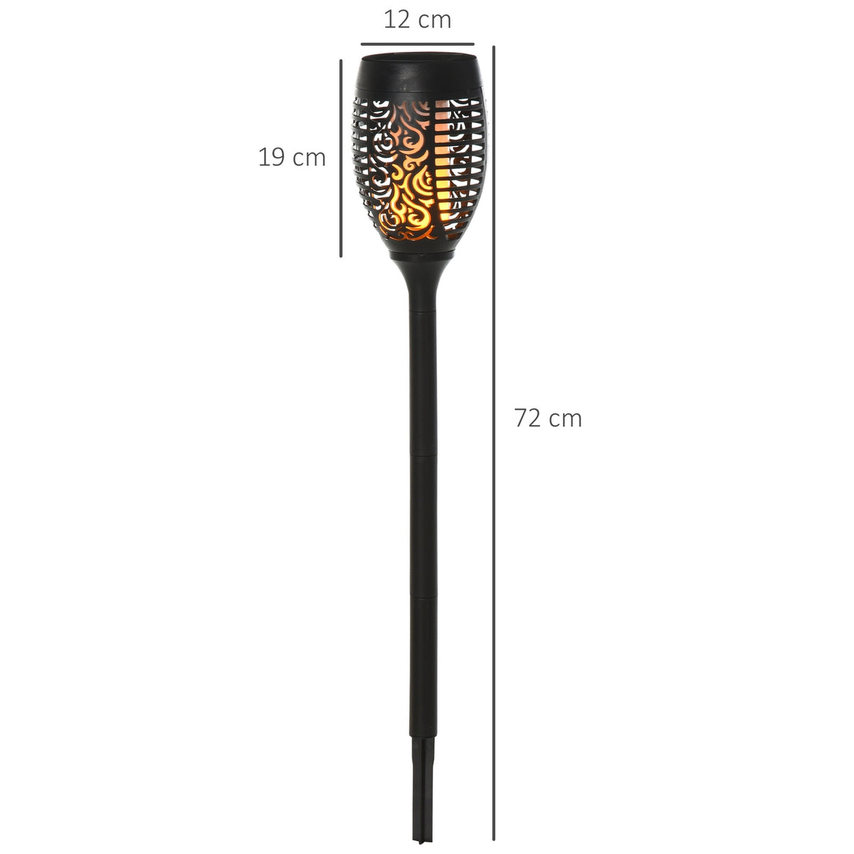 Solar Light Garden Solar Lamps In A Set Of 4, 6-8H Lighting Time, Ip44 Waterproof, Plastic, Black, Ø12Xh72Cm